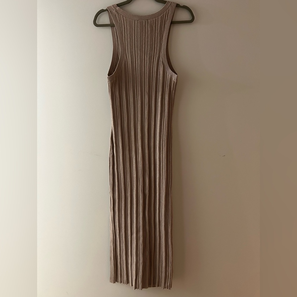 & Other Stories Beige Ribbed Midi Dress - Picture 7 of 9
